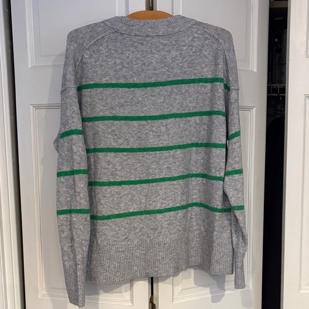Aerie Gray and Green Striped Women’s Sweater